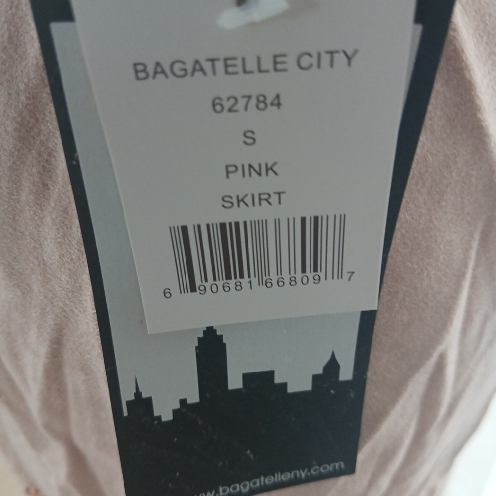Bagatelle City Skirt Size SM Pink Faux Suede Fringe Cut Out V Hem Festival. Fl - Picture 4 of 12